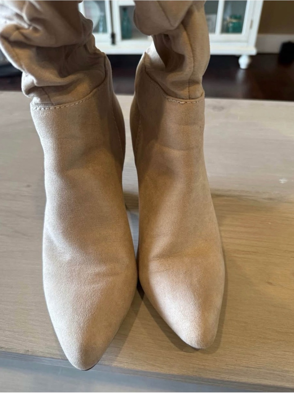 Kohl's Beige Pointed Toe Stretch Ankle Boots
